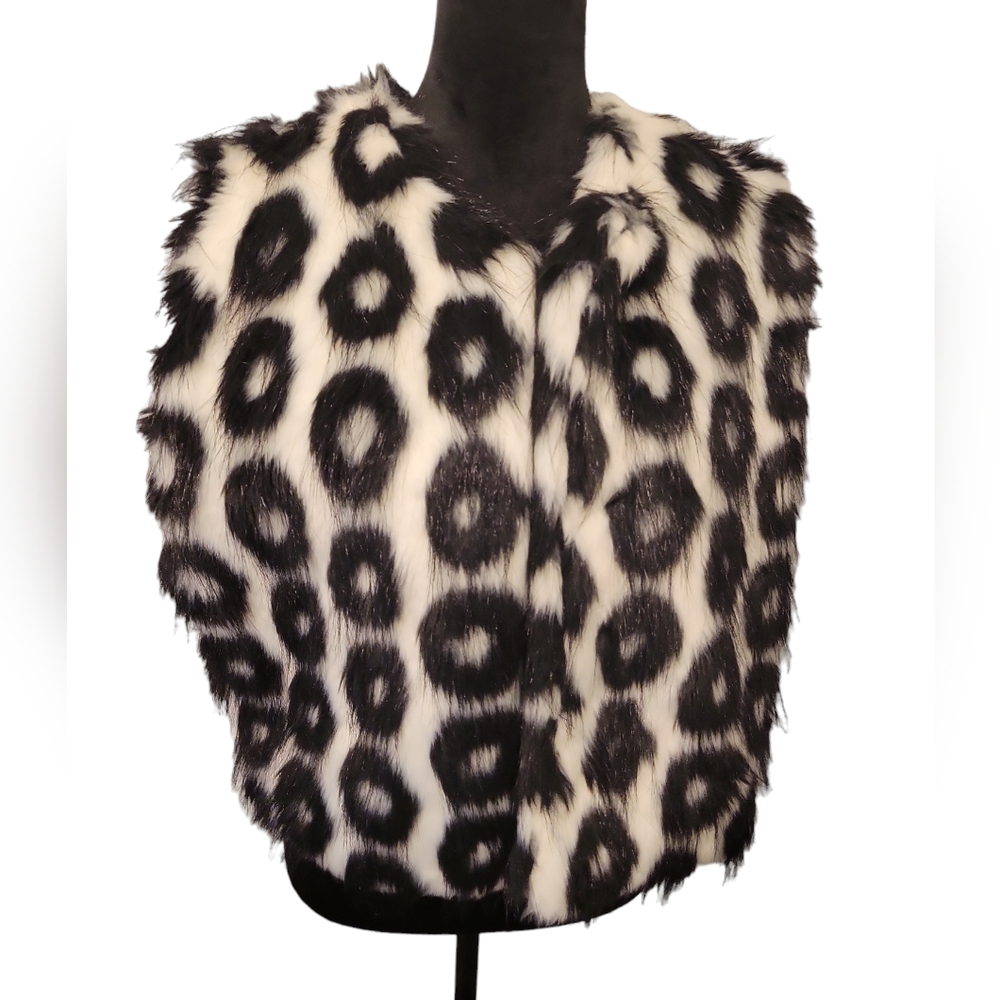 K.A.T.E Sleeveless Faux Fur Animal Print Vest Women's Large